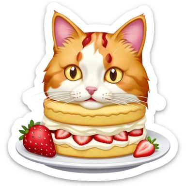 custard strawberry shortcake cat  sticker