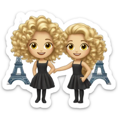 2 blond girls, one with curly hair, they really enjoy their visit of Paris  sticker