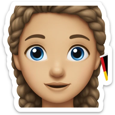 girl with brown hair and blue eyes take flag german in ha sticker