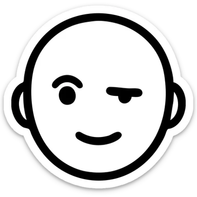 outlined black icon of a face with one eye slightly squinting indicating a micro expression sticker