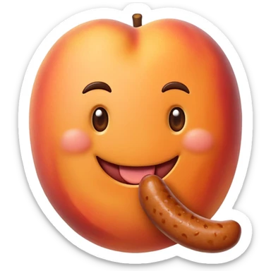 A peach meets with his friend a sausage  sticker