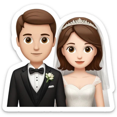bride and groom white skin brown hair sticker