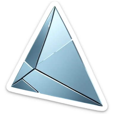 broken mirror shard emoji, sharp chrome edges, high contrast reflections, futuristic minimal 3D style, isolated on white sticker