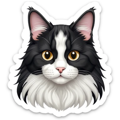 black and white tuxedo maine coon cat sticker