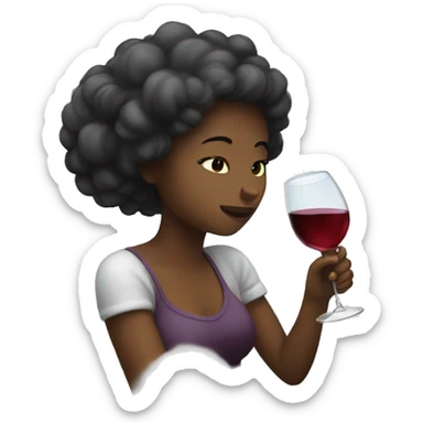 Girl drinking wine on a cloud sticker