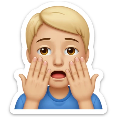 Emoji who is criing with hands on face gesturing criing sticker