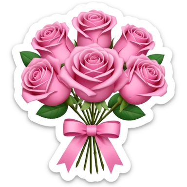 pink rose bouquet with pink ribbons  sticker
