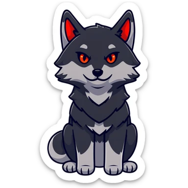 black wolf with glowing red eyes sticker