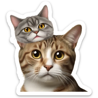 The cat is sitting on Mr. Bean's head sticker