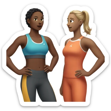 2 woman in sportswear talking to eachother sticker