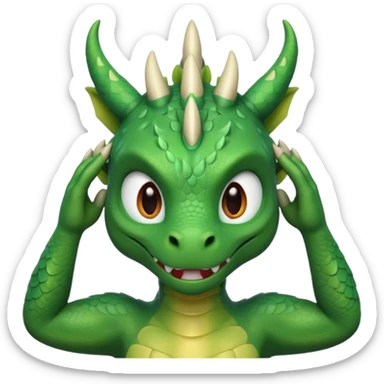 Draw a dragon that has his hands over his head (confused?) like psyduck and a head tilted sticker