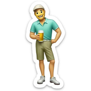 Fifties Golfer drinks beers sticker