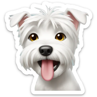 Westie dog licking face sticker