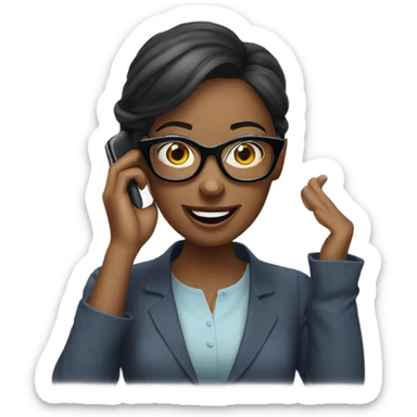 Pale pretty Woman wearing glasses on a phone call talking animatedly  sticker