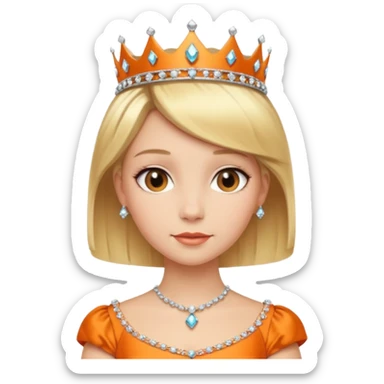 Princess in orange Dress with Tiara, short Blonde Hair sticker