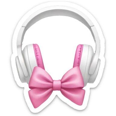 White headphones with a cute pink bow sticker