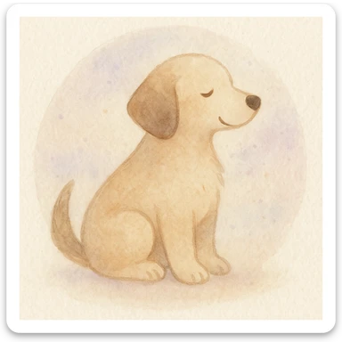 <systemPrompt>
  <style name="Soft Watercolor Illustration">
    <medium>Watercolor</medium>
    <texture>
      <surface>Natural paper grain with light noise</surface>
      <paint>Translucent layered washes, subtle gradients</paint>
    </texture>
    <colorPalette>
      <tones>Muted earth tones, soft pastels</tones>
      <shadows>Delicate, blended—never harsh</shadows>
      <accents>Optional use of light purple or blue for softness</accents>
    </colorPalette>
    <lineTreatment>
      <edges>Feathered or undefined—no harsh outlines</edges>
      <structure>Loose definition with form suggested by tone, not contour</structure>
    </lineTreatment>
    <background>
      <style>Minimal or circular watercolor wash</style>
      <elements>Optional soft dots or speckles</elements>
    </background>
    <subjectTreatment>
      <form>Simplified and rounded—suitable for characters, objects, or scenes</form>
      <expression>Whimsical, warm, and gentle</expression>
    </subjectTreatment>
    <composition>
      <focus>Centered or slightly off-center subject</focus>
      <balance>Avoid clutter, allow breathing room</balance>
    </composition>
    <atmosphere>Peaceful, dreamy, lightly nostalgic</atmosphere>
  </style>
  <instructions>
    Apply this watercolor style to any subject matter. Preserve softness, fluid transitions, and minimal detail. Prioritize artistic charm over realism. Avoid vector-like edges or digital sharpness.
  </instructions>
</systemPrompt>

{subject} = dog sticker