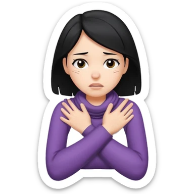 girl with black hair with arms wrapped around her neck stressed sticker