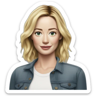 blonde Emily blunt wearing tee sticker