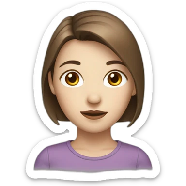 Girl with white skin and brown short hair sticker