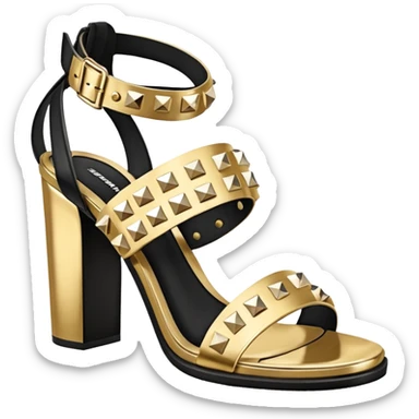 Hyperrealism, still life, Highly detailed, Stud-detail Sandals
Alexander Wang. With gold embellishments sticker