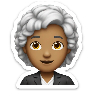 White Pre k teacher with half black and half white hair  sticker