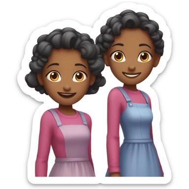 twin sisters and big sister hanging out sticker