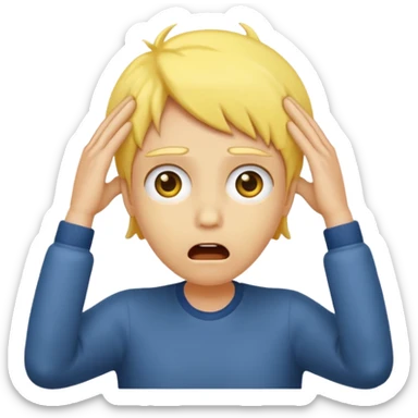 Shocked face hands on head 2d yellow face  sticker