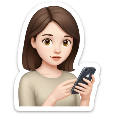 pale brunette girl on her iphone sticker