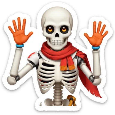 Papyrus from Undertale, tall skeleton with a red scarf, white body armor, orange-red gloves, enthusiastic expression sticker