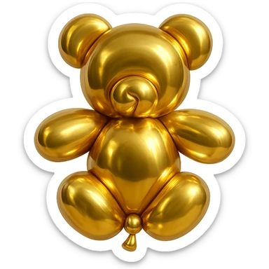 gold teddybear, metallic, shiny, icon sticker