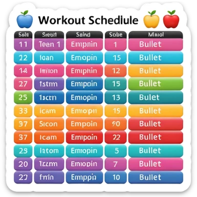 workout schedule sticker