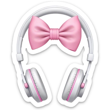 White aesthetic headphones with bow sticker