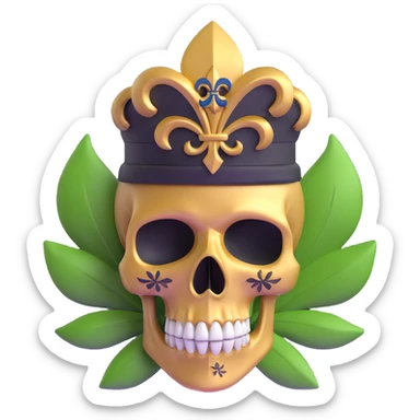 3D skull with fleur-de-lis and New Orleans Saints black and gold colors sticker