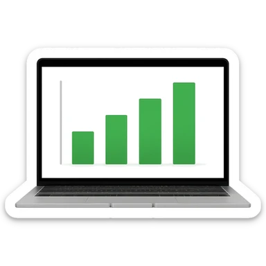 Remove the background, keep only the MacBook with green bar charts on the screen sticker