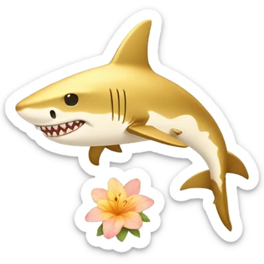 Golden shark with floral pattern on its body  sticker