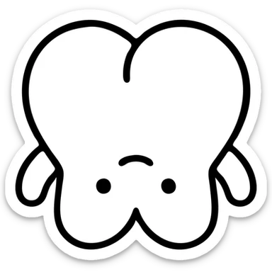 A cute mascot of heart-shaped butt cheeks upside down, with simple facial features, displayed upside down. Minimalist outline style. sticker