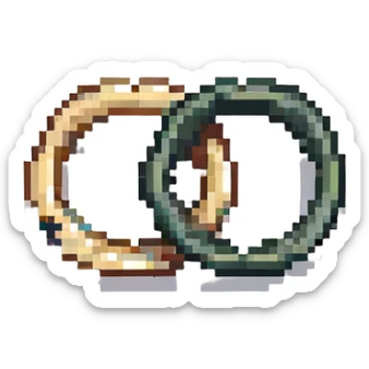 two interlocked wedding rings pixel art style sticker