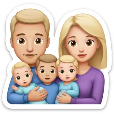 A Mom a dad and two baby girls  sticker