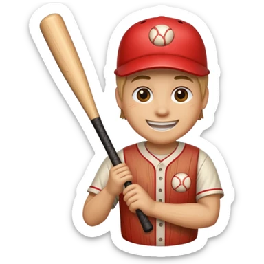 Log with a smiling face holding a baseball bat. sticker