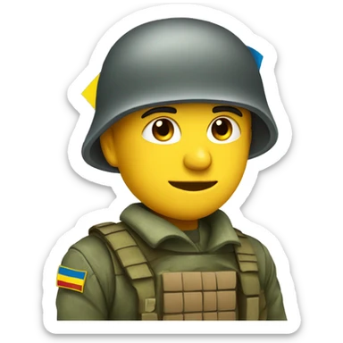 soldier with Ukrainian flag sticker