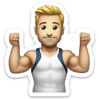 White Weightlifter with a barebell sticker