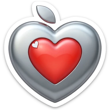 iPhone apple heart emoji chrome  sticker