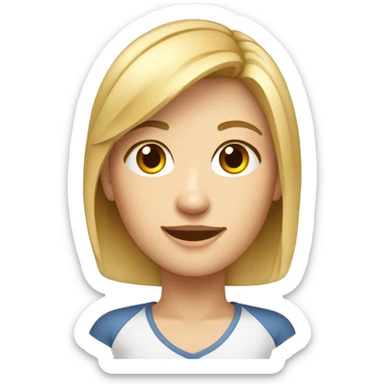 crea un avatar de medio cuerpo de una profesora de primaria rubia y joven sticker