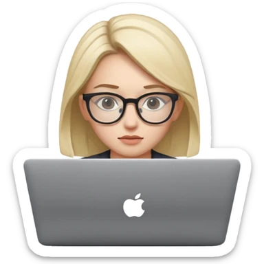 Young woman in front of laptop working from home. Create the second image with a white sticker background. sticker