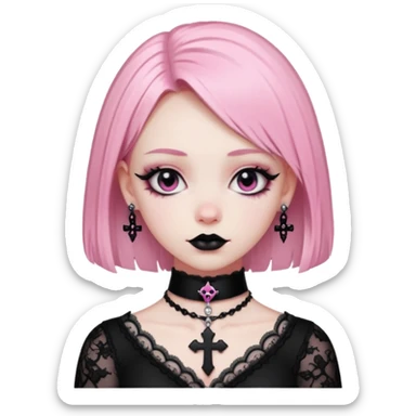 black pink goth cross  sticker