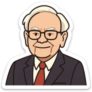 flat toon style portrait of Warren Buffett, cartoon, glasses, suit sticker