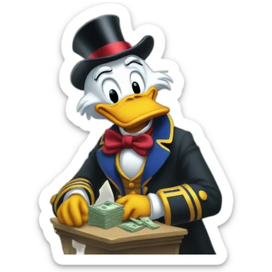 Scrooge McDuck counting money sticker