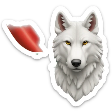 Drapeau vert blanc rouge blanc vert avec un loup au milieu  sticker