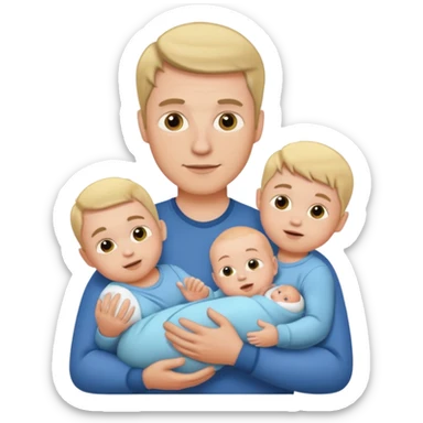 white man with three babies sticker